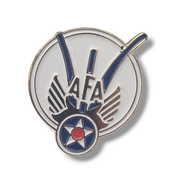 US Air Force Association Gold Tone White Blue Enamel Hat Lapel Pin - Picture 1 of 4